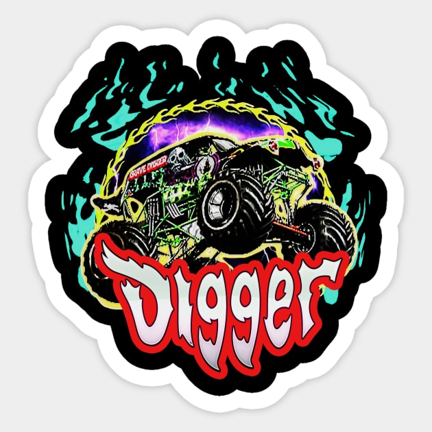 grave digger Sticker by pin store